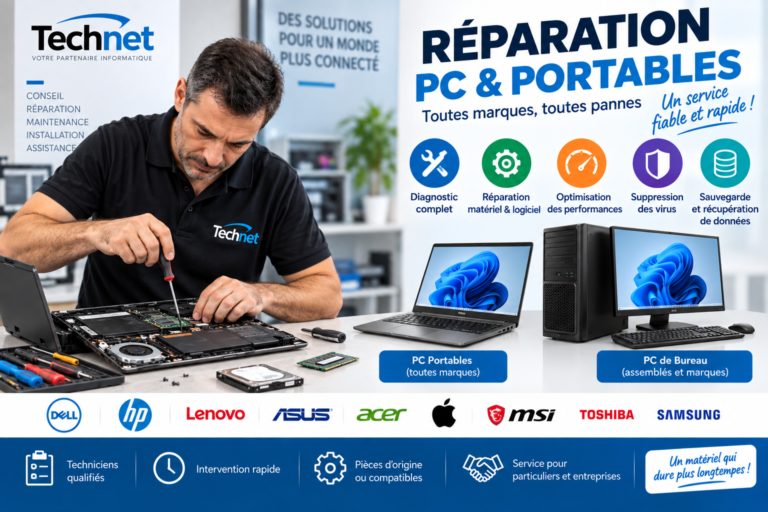 Réparation PC portable et Bureautique